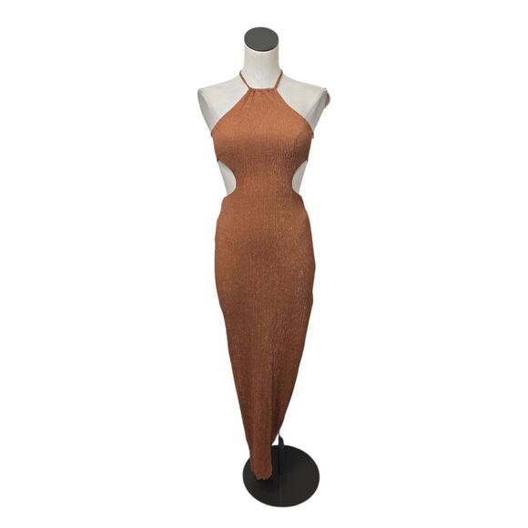 NWT Revolve Rumer Willow Cut Out Maxi Dress Orange Size XS Festival Textured - Picture 1 of 12